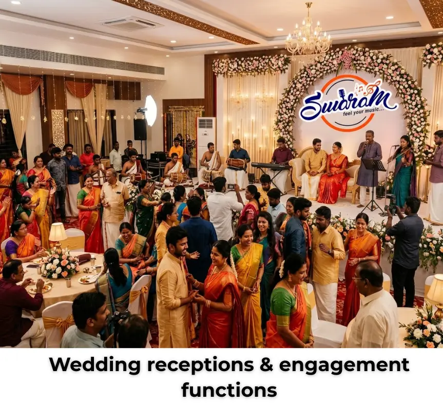 Wedding reception live orchestra performance Swaram Studios