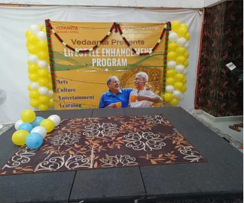 Empty decorated stage setup for cultural music program