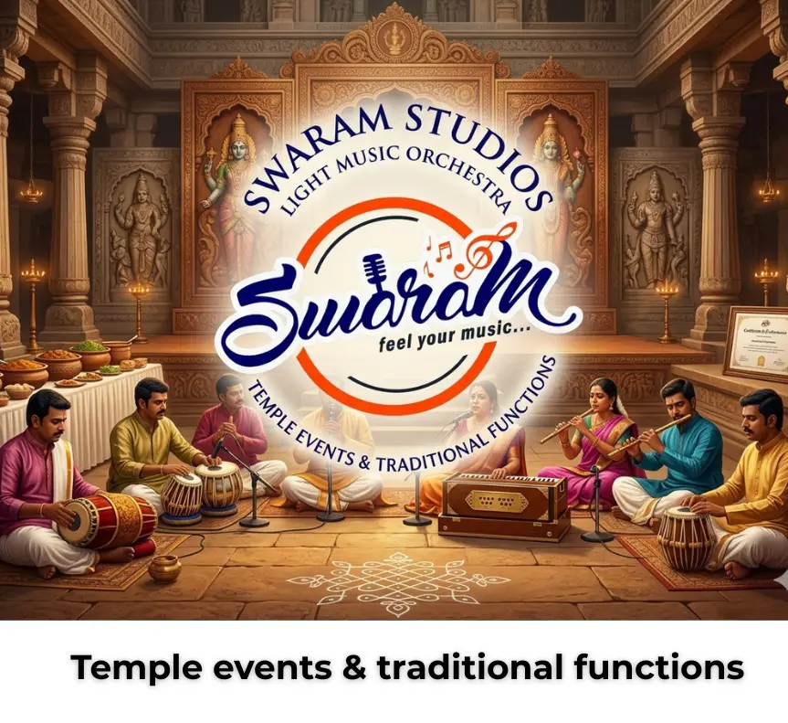 Temple events traditional music performance Swaram Studios