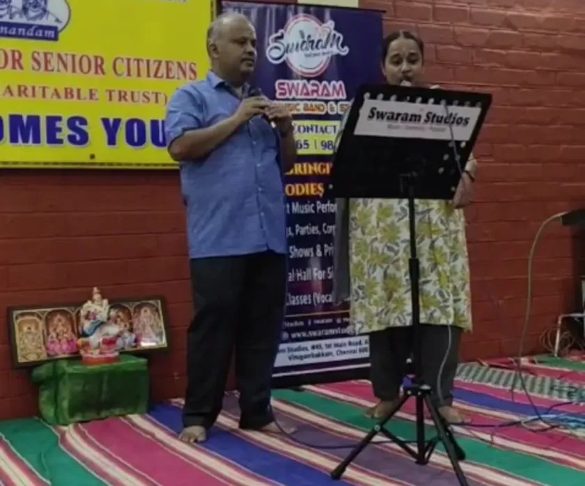 Live duet singing performance on stage