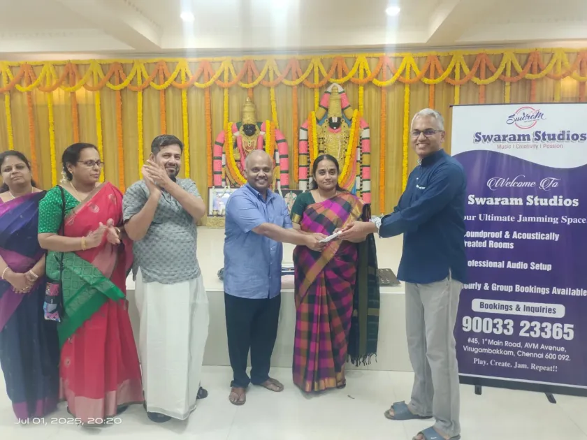 Felicitation ceremony at Swaram Studios event