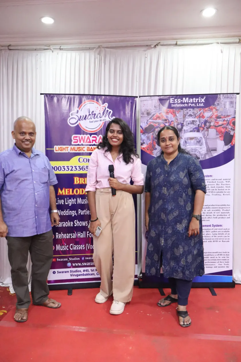 Anchors posing at Swaram Studios music program