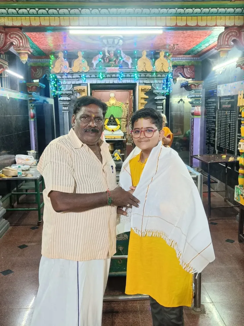 Young girl felicitated with shawl ceremony