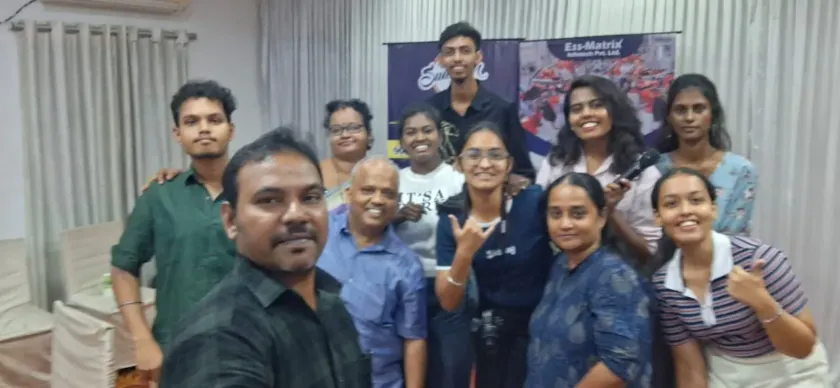 Team selfie at Swaram Studios cultural event