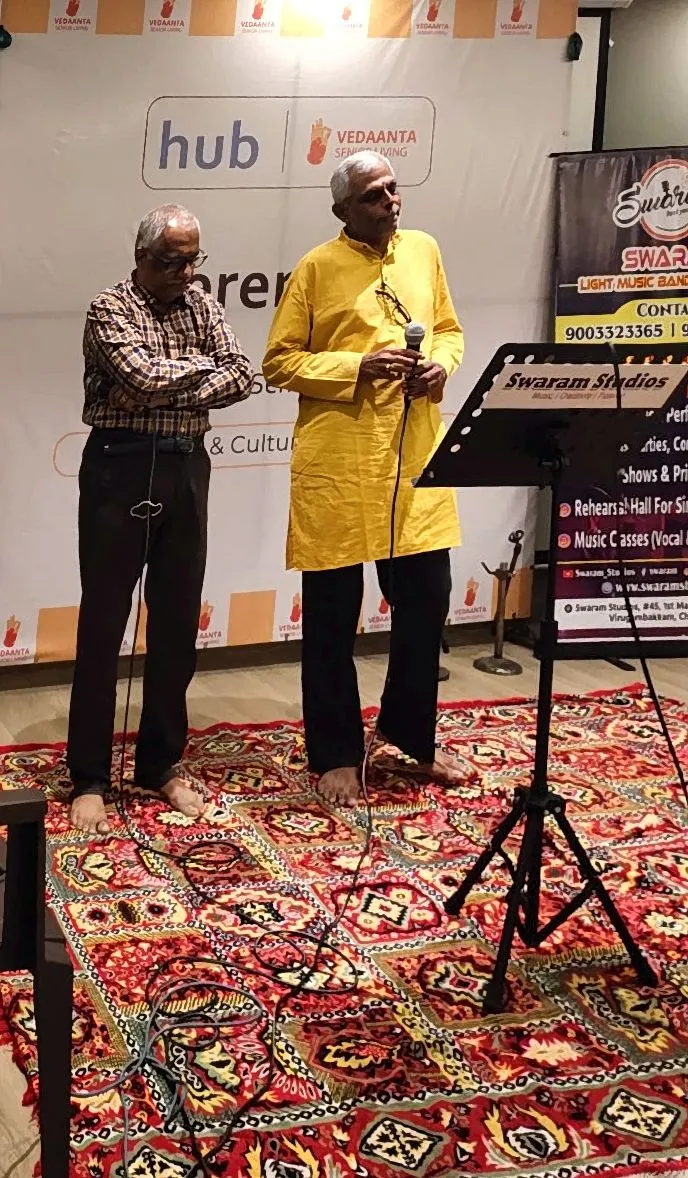 Live singing performance on stage at cultural program