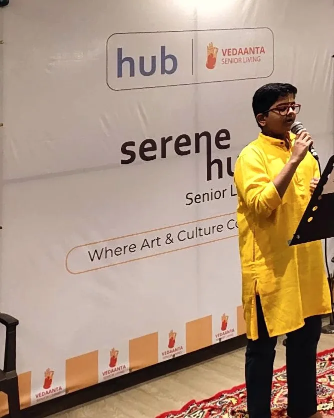 Male singer performing at senior living event