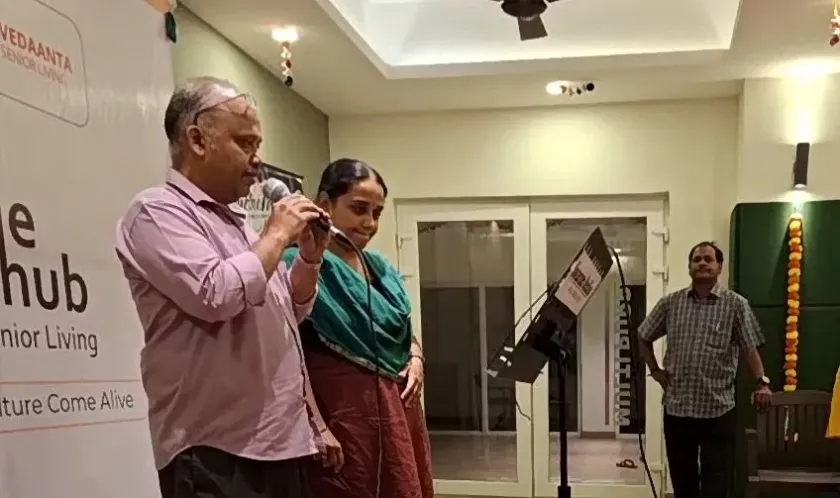 Duet singing performance at indoor music show