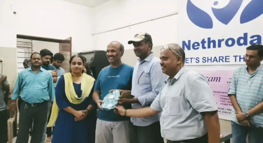 Award presentation at Swaram Studios event