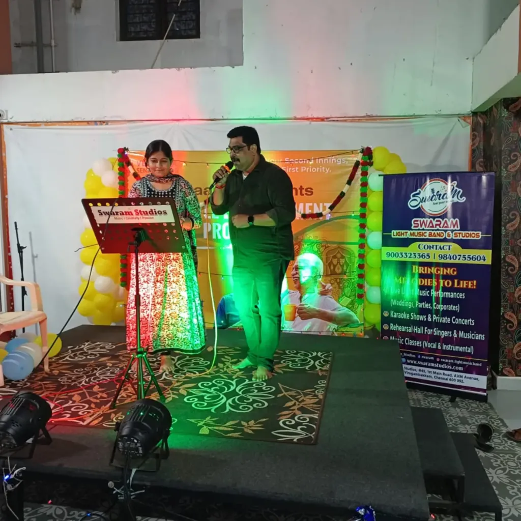 Stage singing performance duet